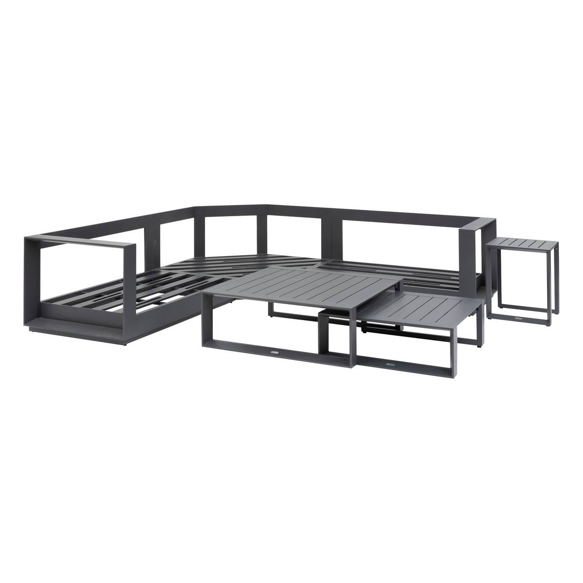 Gartenecksofa ALLURE Graphit 5 Plätze - Epoxy-behandeltes Aluminium, Polyester Grau / Graphit