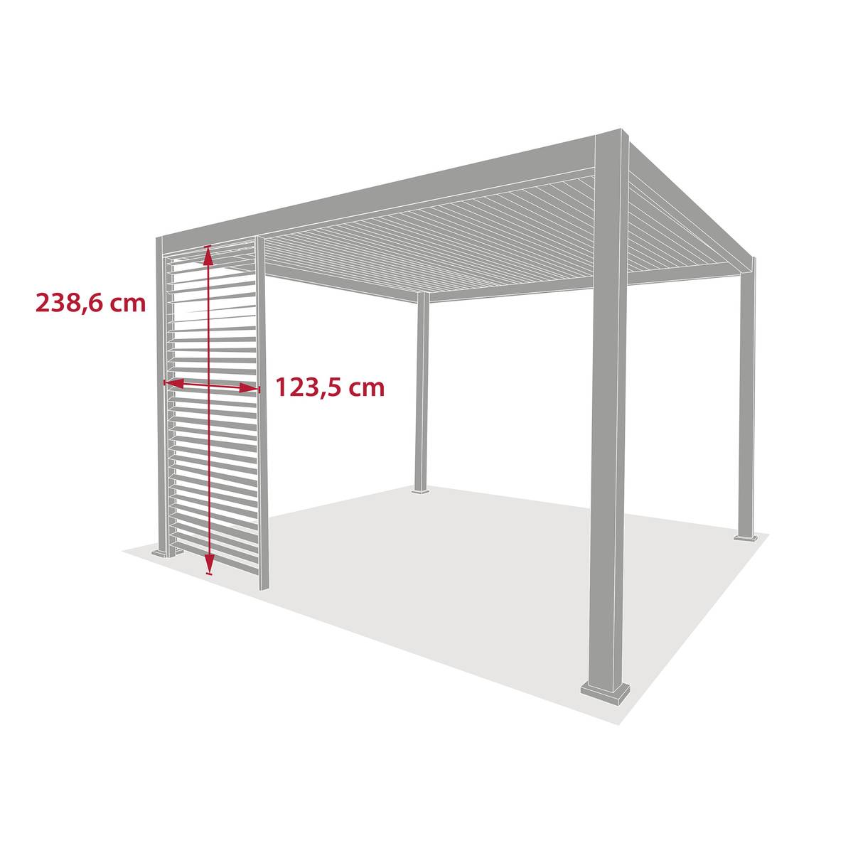 Jalousie für bioklimatische Pergola EVORA Graphit Für EVORA Seite 4 m - 1/3 Seite - 1,2 x 2,3 m - Epoxidbeschichtetes Aluminium Graphit