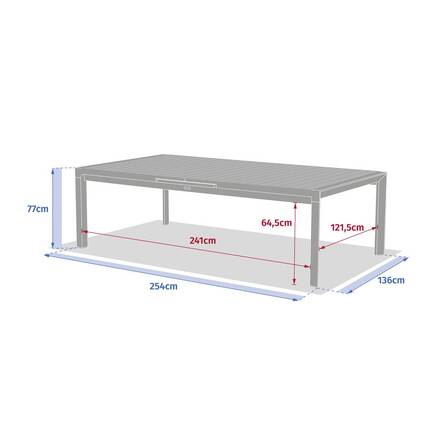 Ausziehbarer Gartentisch ÉVASION Holzoptik Leinen / Ton 14 Plätze - Epoxy-behandeltes Aluminium, Aluminiumlatten in Holzoptik