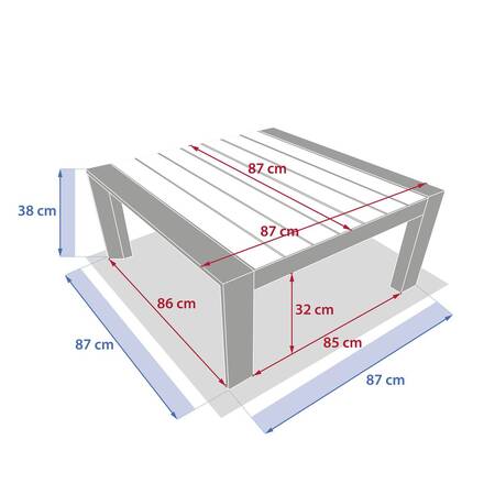 Quadratischer Gartentisch ÉVASION Ton / Leinen 87 x 87 x 38 cm - Aluminium epoxidbeschichtet