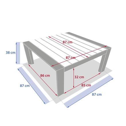 Quadratischer Gartencouchtisch ÉVASION Graphit / Honig 87 x 87 x 38 cm - Aluminium epoxidbeschichtet