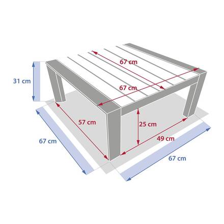 Quadratischer Gartencouchtisch ÉVASION Graphit / Honig 67 x 67 x 31 cm - Aluminium epoxidbeschichtet
