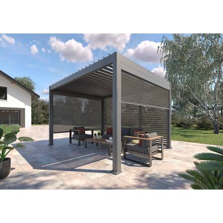 Jalousie für bioklimatische Pergola EVORA Graphit Für EVORA Seite 4 m - 1/3 Seite - 1,2 x 2,3 m - Epoxidbeschichtetes Aluminium