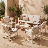 Gartenlounge-Set BOREANE Leinen / Ton 5 Plätze - Epoxy-behandeltes Aluminium, Texaline, Polyester Leinen / Ton