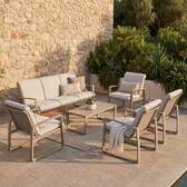 Gartenlounge-Set BOREANE Haselnuss / Kaffee 5 Plätze - Epoxy-behandeltes Aluminium, Texaline, Polyester Haselnuss / Kaffee