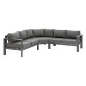 Gartenecksofa ÉVASION Graphit / Honig 5 Plätze - Epoxy-behandeltes Aluminium, Olefin Graphit / Honey