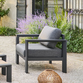 Gartensessel ÉVASION Graphit Epoxidharz behandeltes Aluminium, Olefin Hellgrau / Graphit