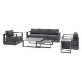 Drehbare Gartenlounge-Set ALLURE Graphit 5 Plätze - Epoxy-behandeltes Aluminium, Polyester Grau / Graphit