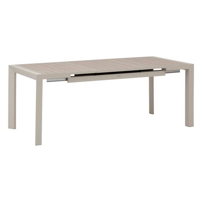 Gartentisch ÉVASION Holzoptik Leinen / Ton 8 Plätze - Epoxy-behandeltes Aluminium, Aluminiumlatten in Holzoptik Holzoptik Leinen / Lehmfarben