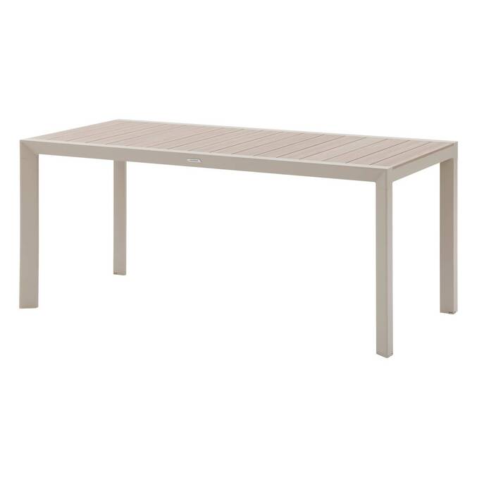 Gartentisch ÉVASION Holzoptik Leinen / Ton 6 Plätze - Epoxidharz behandeltes Aluminium, Aluminiumlatten in Holzoptik Holzoptik Leinen / Lehmfarben
