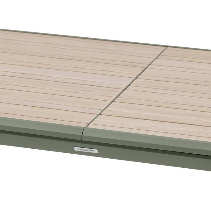 Gartentisch DILORS Holzoptik Leinen / Lorbeergrün 10 Plätze - Epoxy-beschichtetes Aluminium Holzoptik Leinen / Lorbeergrün
