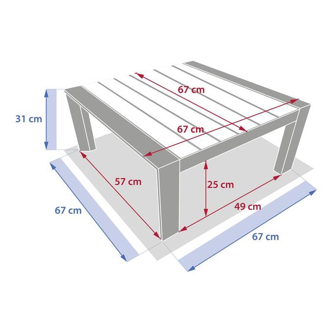 Quadratischer Gartentisch ÉVASION Ton / Leinen 67 x 67 x 31 cm - Aluminium epoxidbeschichtet Lehmfarben / Leinen