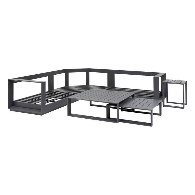 Gartenecksofa ALLURE Graphit 5 Plätze - Epoxy-behandeltes Aluminium, Polyester Grau / Graphit