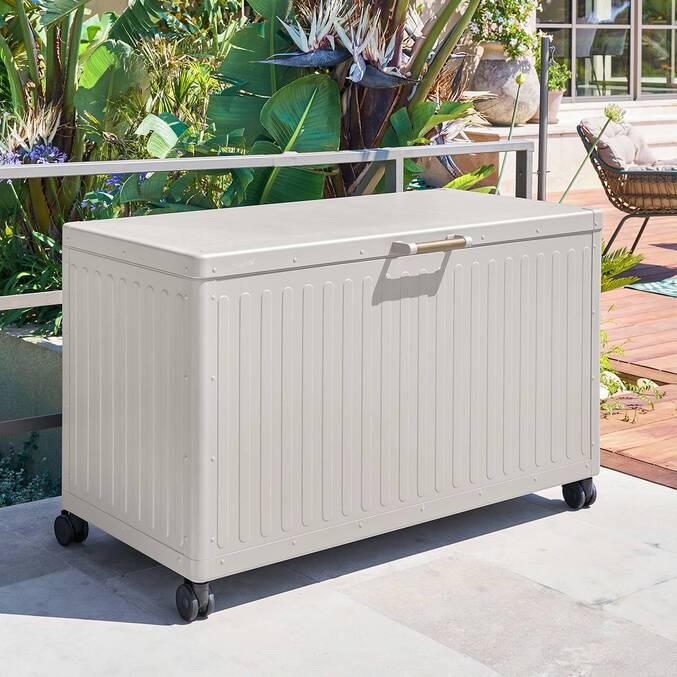 Aufbewahrungstruhe EDENIO Ton 510 L - Verzinkter Stahl, Epoxidharzbeschichtetes Aluminium Lehm