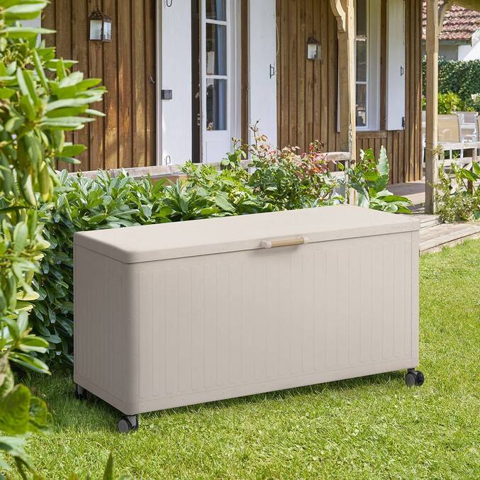 Aufbewahrungstruhe EDENIO Ton 670 L - Verzinkter Stahl, Epoxidharzbeschichtetes Aluminium Lehm