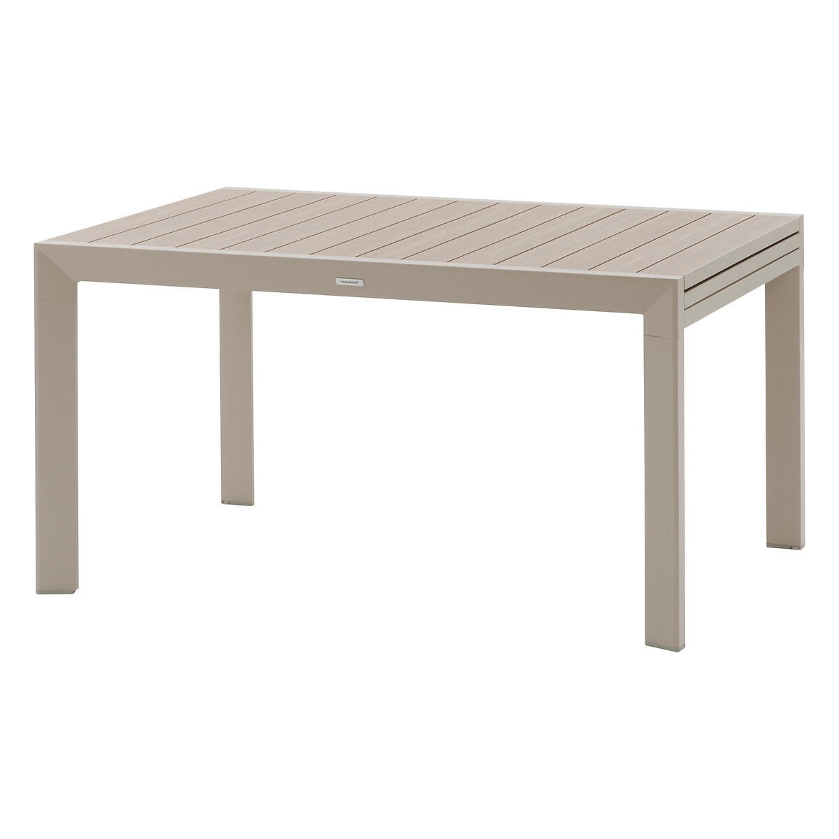 Ausziehbarer Gartentisch ÉVASION Ton & Leinen + 10 stapelbare Stühle AXANT 1 ausziehbarer Gartentisch 10 Plätze und 10 stapelbare Stühle Lehmfarben / Leinen