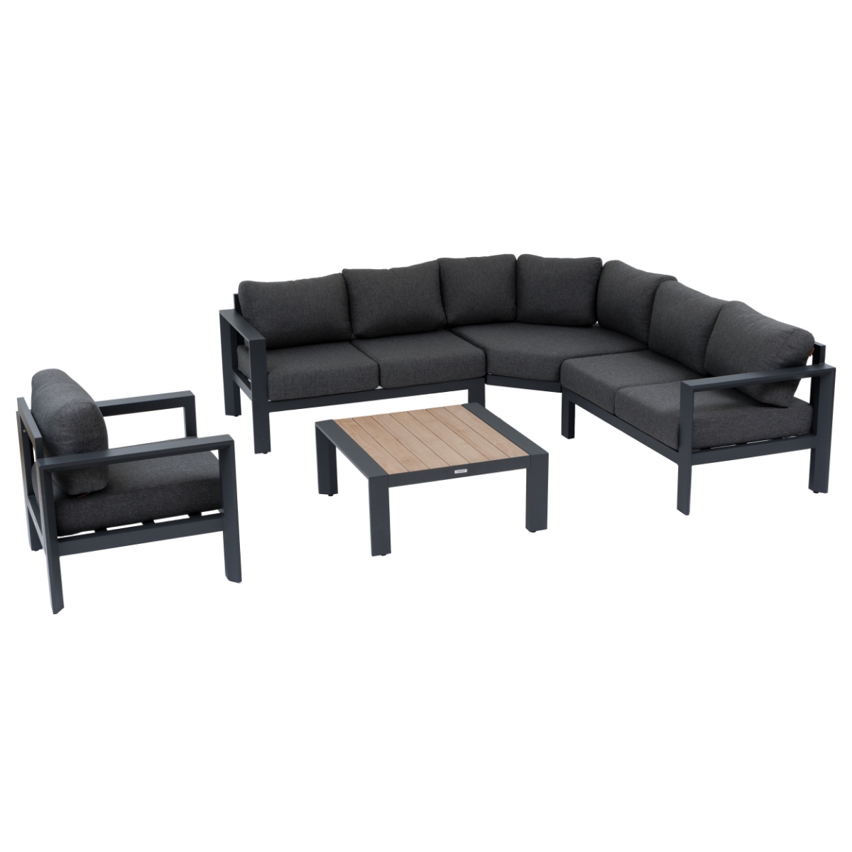 Eck-Gartenlounge Graphit & Honey + 1 Sessel ÉVASION 1 gartenlounge 5 plätze und 1 sessel Graphit / Honey
