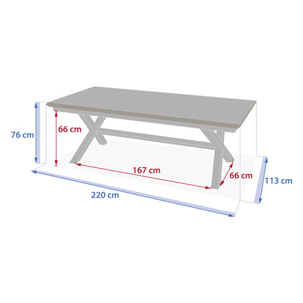 1 ausziehbarer Gartentisch AXIOME Leinen & Lehmfarben + 10 stapelbare Sessel DIESE 1 ausziehbarer gartentisch 10 plätze und 10 stapelbare sessel