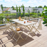 Rechteckiges Gartentisch Ton + 6 stapelbare Stühle GREENSBORO 1 rechteckiger gartentisch 6 Plätze und 6 stapelbare Stühle Lehm