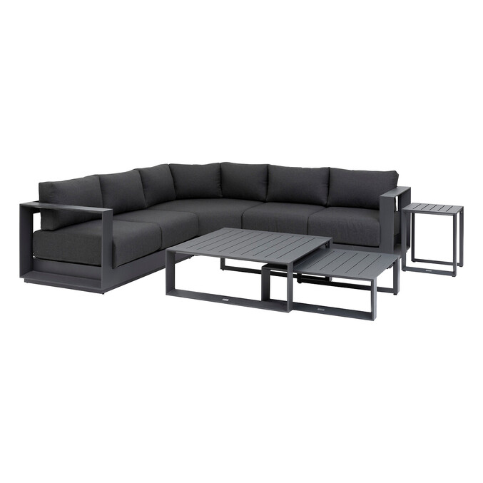 Eck-Gartenlounge Graphit + 1 Sessel ALLURE 1 eck-gartenlounge 5 plätze und 1 loungesessel Graphit