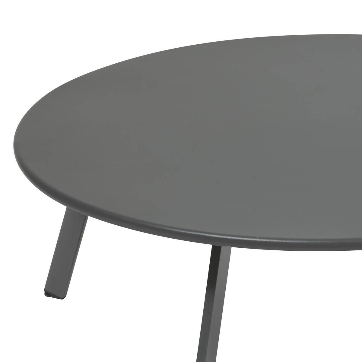 Runder Gartenbeistelltisch SAONA Graphit D.90 cm - Epoxidharz behandelter Stahl, Verstärkter Rostschutz Graphit