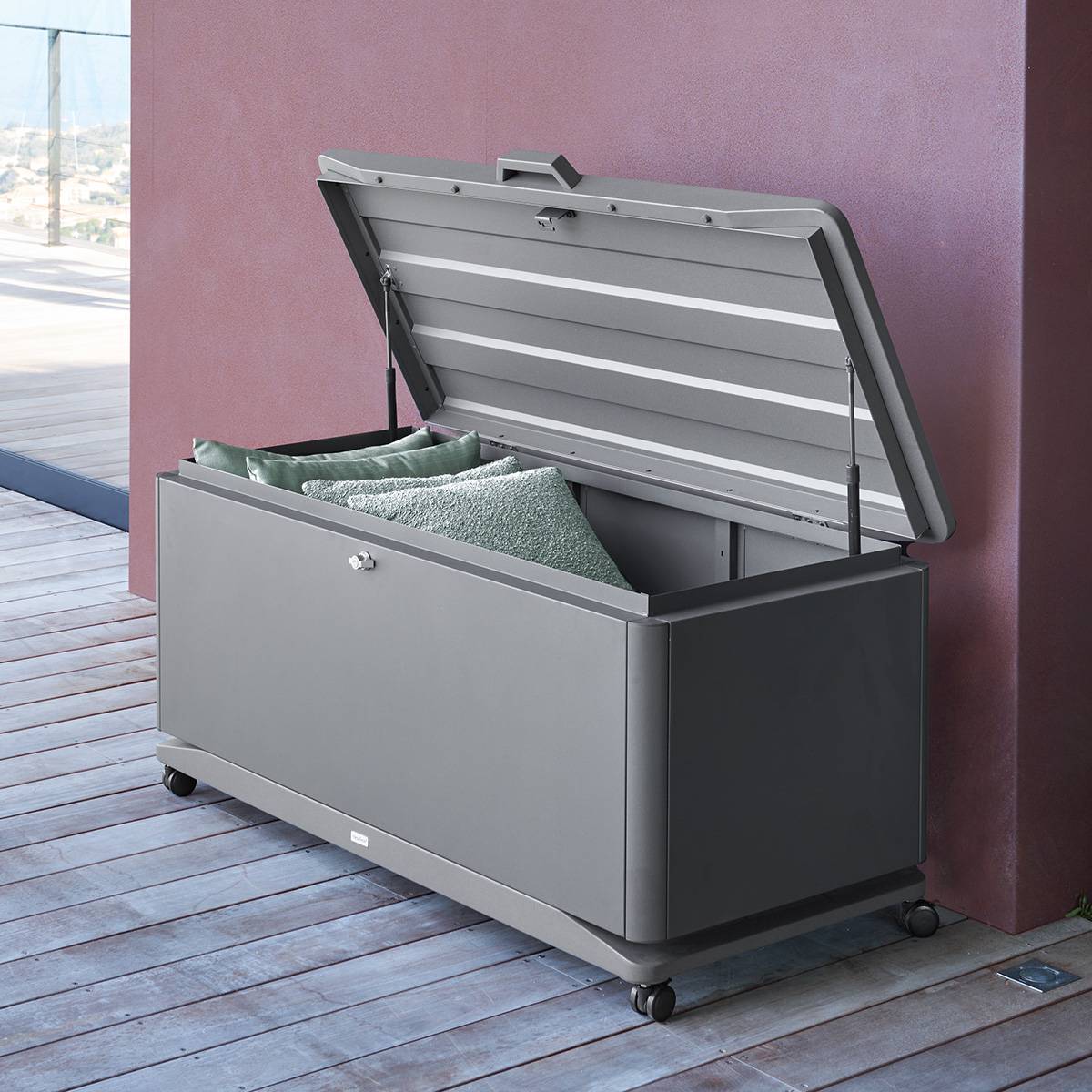 Aufbewahrungstruhe ALUMIA Graphit 350L - Stahl, Aluminium Graphit
