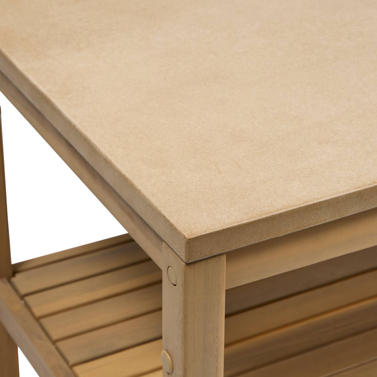 Modul für Sommerküche LODGIA Beige 87 x 86 x 50 cm - Stahl, Aluminium, FSC®-zertifiziertes Akazienholz Akazie