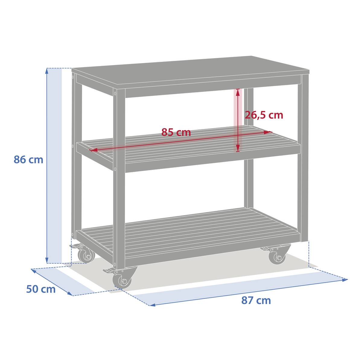 Modul für Sommerküche LODGIA Beige 87 x 86 x 50 cm - Stahl, Aluminium, FSC®-zertifiziertes Akazienholz Akazie
