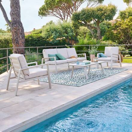 Gartenlounge-Set LUZANE Ton 5 Plätze - Epoxy-behandeltes Aluminium, Polyester