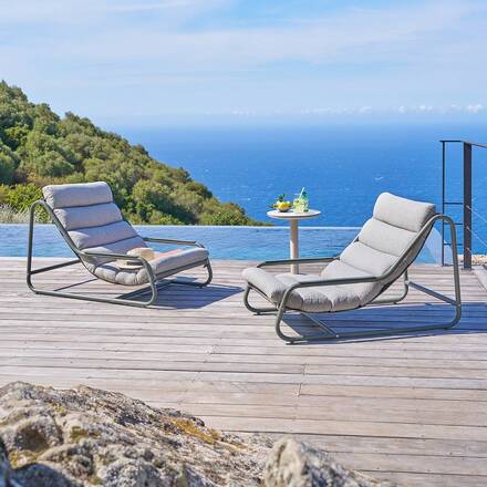 Gartenlounge-Sessel CELESTAM Ton Epoxidharz behandelter Stahl, Verstärkter Rostschutz, Texaline