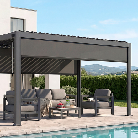 Pergola-Rollo EVONIS Graphit Für EVONIS Seite 4 m - 3,7 m - Aluminium, Texaline