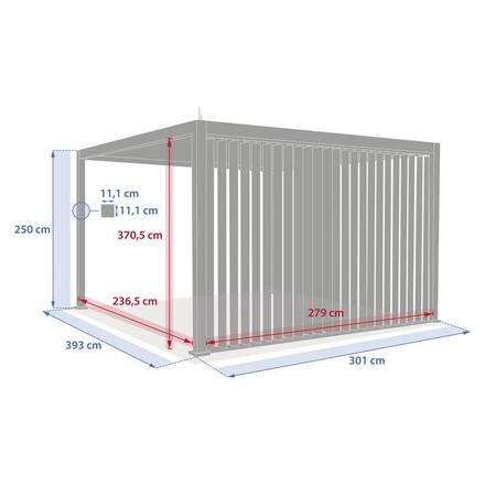 Vertikale Jalousie EVORA Ton Für EVORA Seite 3 m - 2,7 x 2,3 m - Epoxidbeschichtetes Aluminium