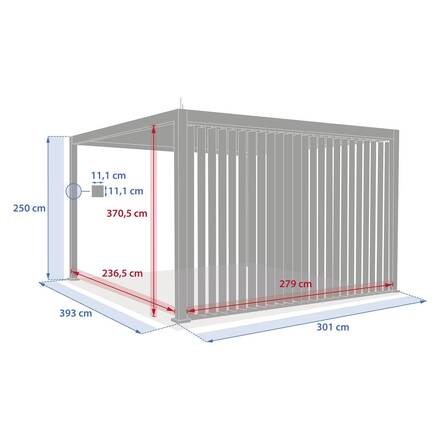Vertikale Jalousie EVORA Graphit Für EVORA Seite 3 m - 2,7 x 2,3 m - Epoxidbeschichtetes Aluminium