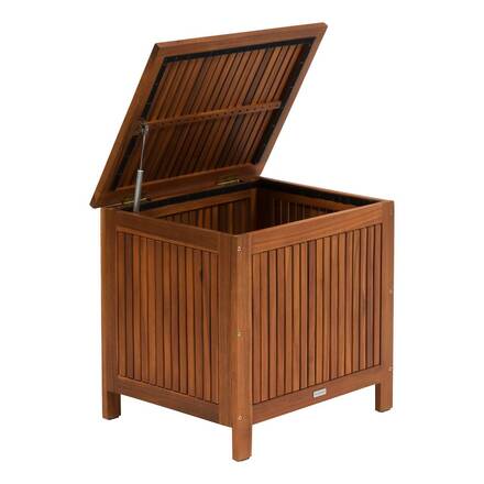 Aufbewahrungstruhe Beige 100L - Stahl, FSC®-zertifiziertes Akazienholz