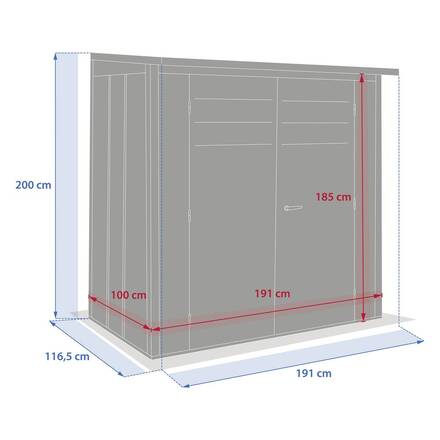 Gartenhaus FORGIA Graphit 1,9 x 1,2 x 2 m - Verzinkter Stahl, Verstärkter Rostschutzbehandlung