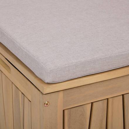 Aufbewahrungstruhe LODGIA Beige 210L - FSC®-zertifiziertes Akazienholz, Stahl