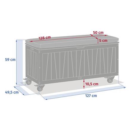 Aufbewahrungstruhe LODGIA Beige 210L - FSC®-zertifiziertes Akazienholz, Stahl