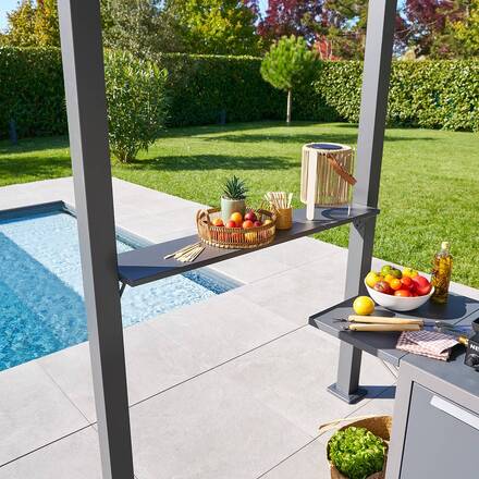 Grillunterstand GRILY Graphit 2,4 x 1,5 m - Struktur aus Aluminium, Lamellen aus Stahl