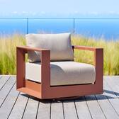 Drehbarer Gartensessel ALLURE Beige / Mahagoni Epoxidharz behandeltes Aluminium, Polyester Beige / Mahagoni Braun