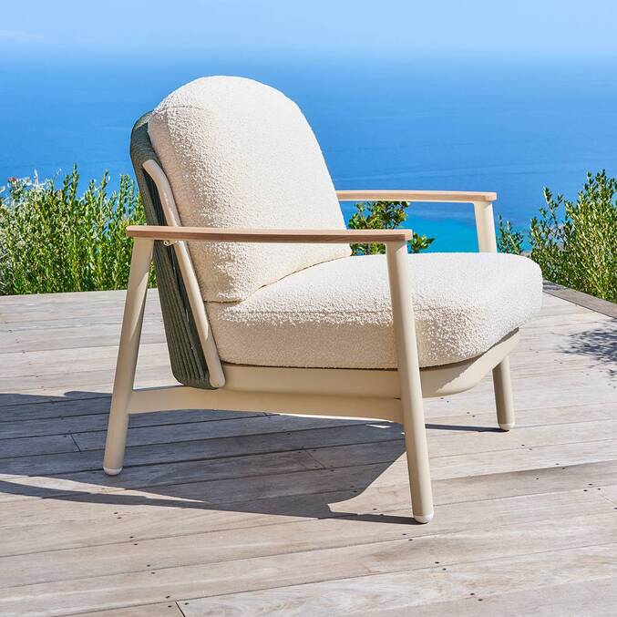 Gartensessel MYLORE Ton Epoxidharzbeschichtetes Aluminium, Recyceltes Polyester, Lehm