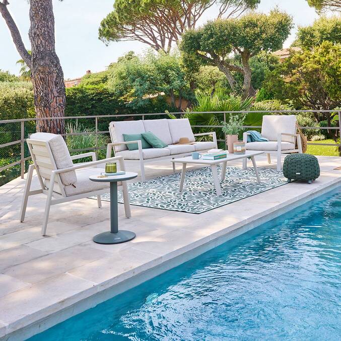 Gartenlounge-Set LUZANE Ton 5 Plätze - Epoxy-behandeltes Aluminium, Polyester Lehm