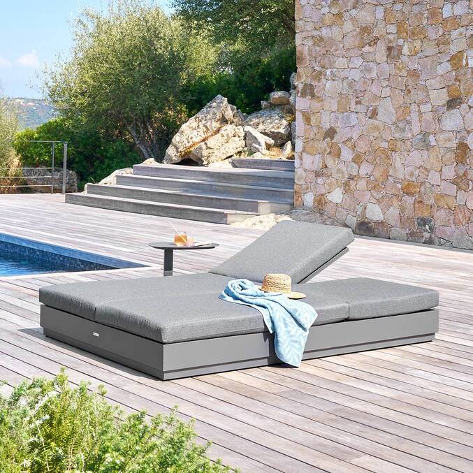 Poolliege ALLURE Graphit Epoxidharz behandeltes Aluminium, Polyester Graphit