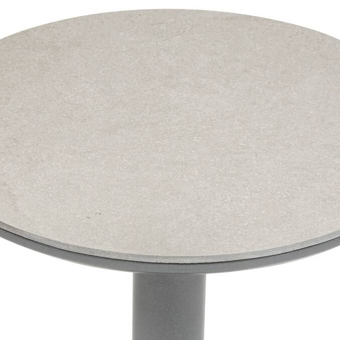 Runder Gartenbeistelltisch SOLETIA Graphit 40 x 40 x 50 cm - Stahl Graphit