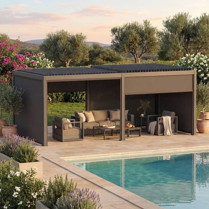 Pergola-Rollo EVONIS Graphit Für EVONIS Seite 3 m - 2,7 m - Aluminium, Texaline Graphit