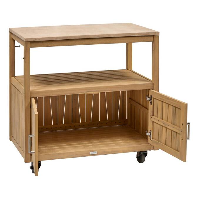 Modul für Sommerküche LODGIA Beige 87 x 86 x 50 cm - Stahl, Aluminium, FSC®-zertifiziertes Akazienholz Akazie