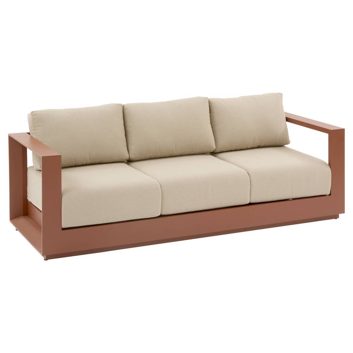Drehbare Gartenmöbel ALLURE Beige / Mahagoni 5 Plätze - Epoxy-behandeltes Aluminium, Polyester Beige Zebrano / Braun Mahagoni