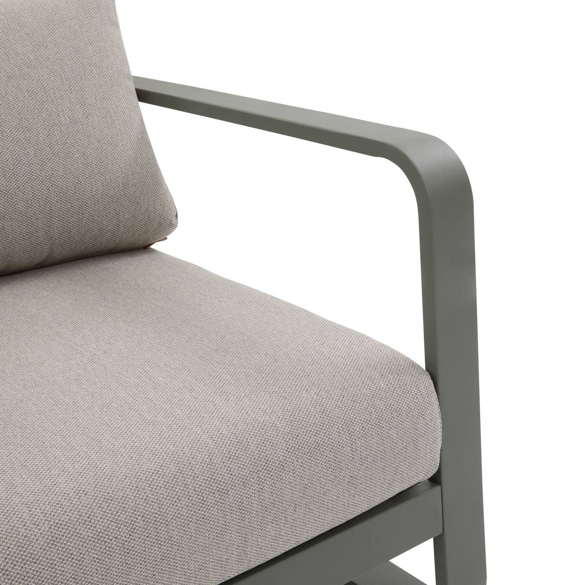 Gartensofa DOMILLY Beige / Lorbeergrün 2 Plätze - Epoxy-behandeltes Aluminium, Olefin Beige / Lorbeergrün
