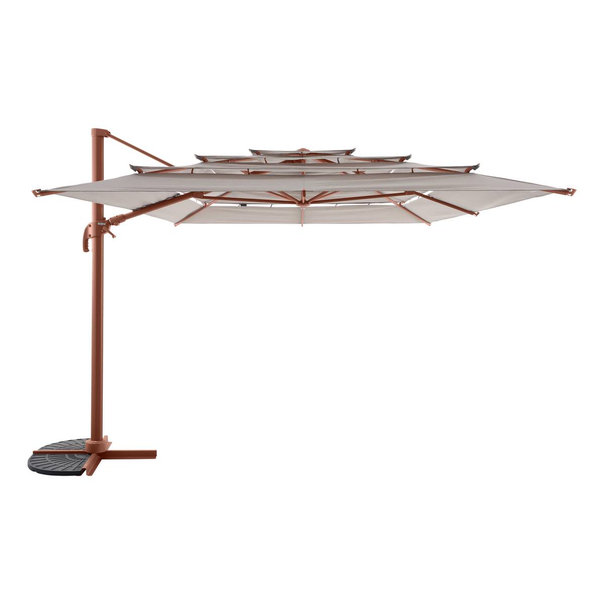 Rechteckiger neigbarer Ampelschirm MELHIA Leinen / Mahagoni 4 x 3 m - Stahl, Aluminium, Olefin Leinen / Mahagonibraun