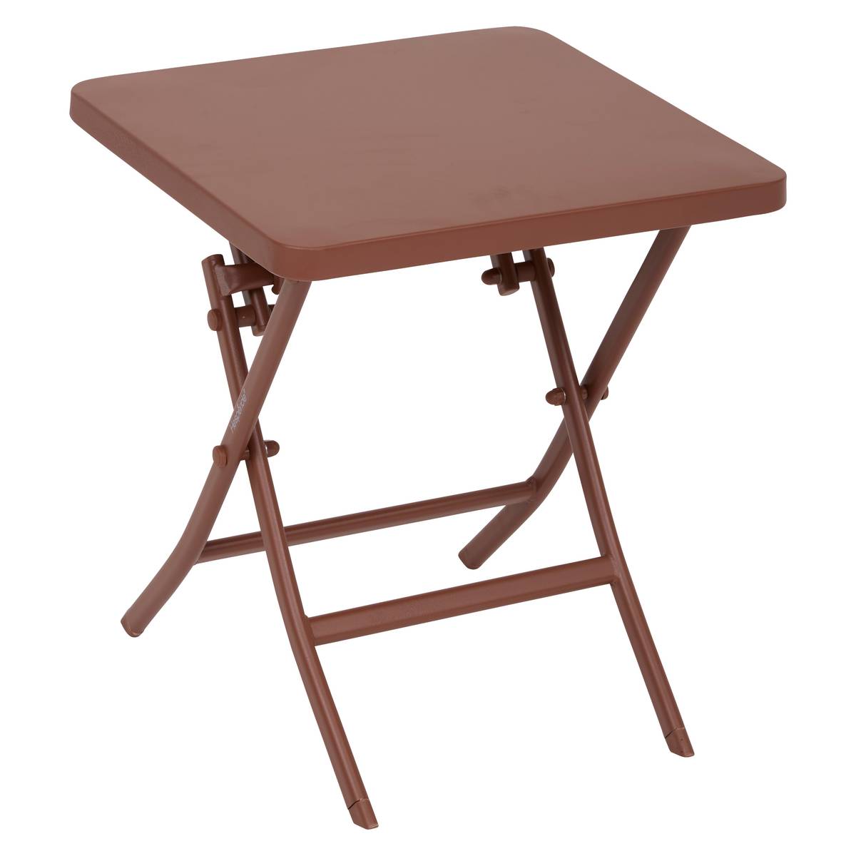 Quadratischer klappbarer Gartenbeistelltisch GREENSBORO Mahagoni 40 x 40 cm - Stahl, Verstärkter Rostschutz Mahagonibraun