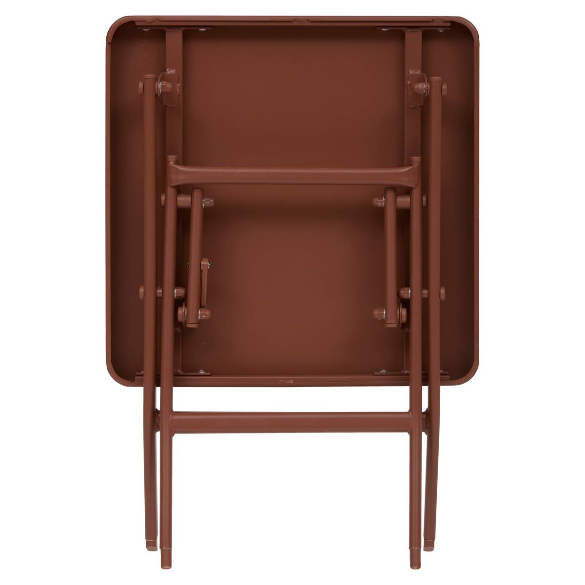 Quadratischer klappbarer Gartenbeistelltisch GREENSBORO Mahagoni 40 x 40 cm - Stahl, Verstärkter Rostschutz Mahagonibraun